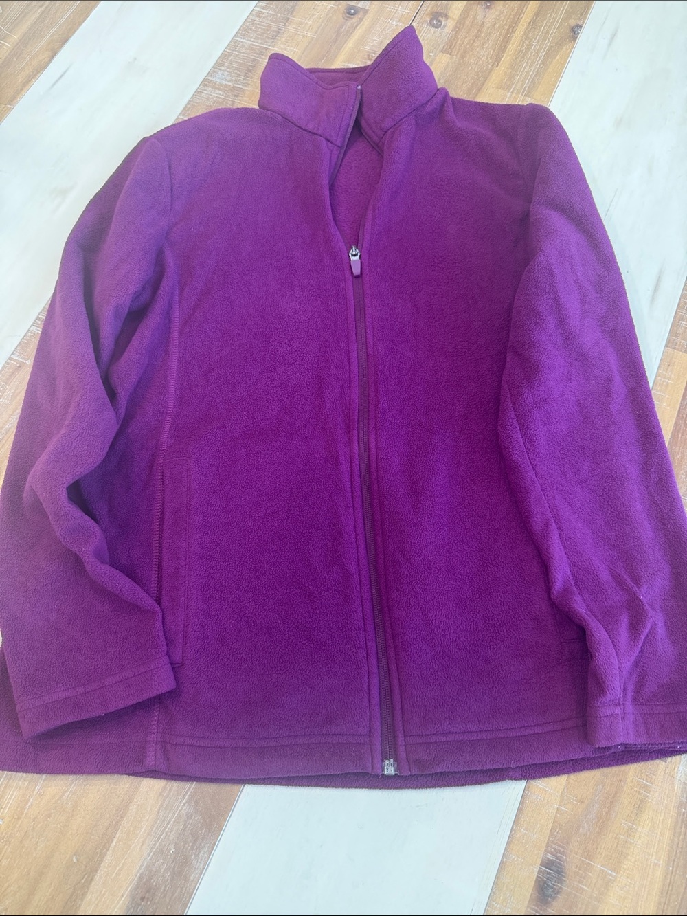 Lands' End Plum Full-Zip Fleece Jacket